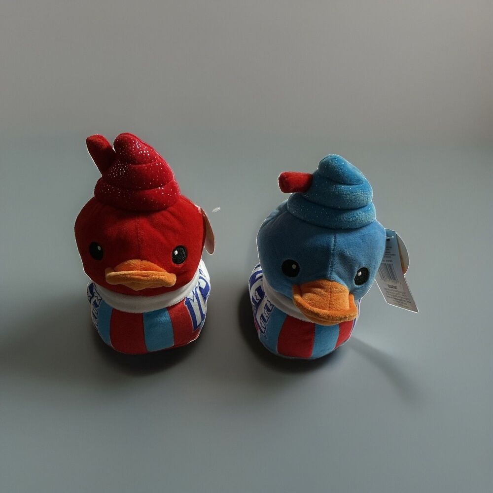 Blue+Red (strawberry Scent) And Red (fruit Punch Scented) Icee Plush Ducks - 8”